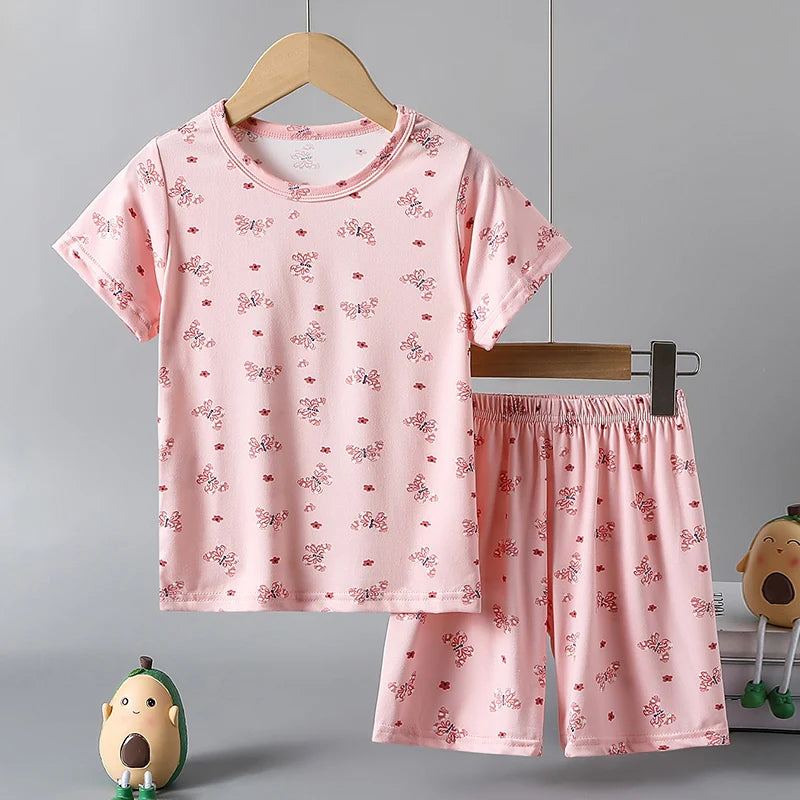 2/4-piece Summer And Autumn Children's Cute Cartoon Print Set For Boys And Girls Comfortable And Versatile Short Sleeved Shorts