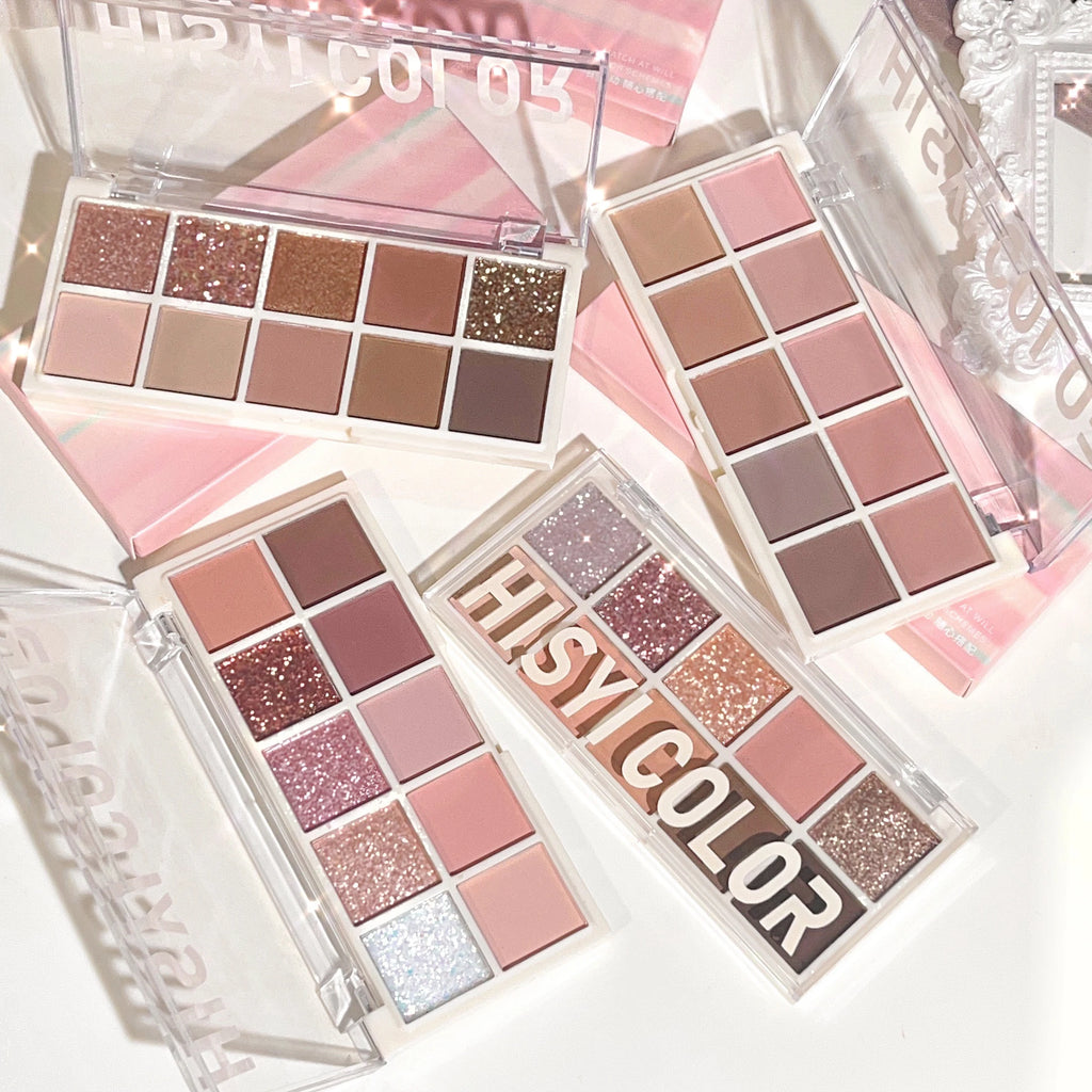 10-color eyeshadow palette matte, soft milk tea tone, soft, low saturation natural makeup, daily contouring makeup