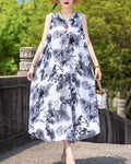 New Women Summer Dresses Vintage Dress FashionRobe Plus Size Sleeveless Femme Casual Print Dresses