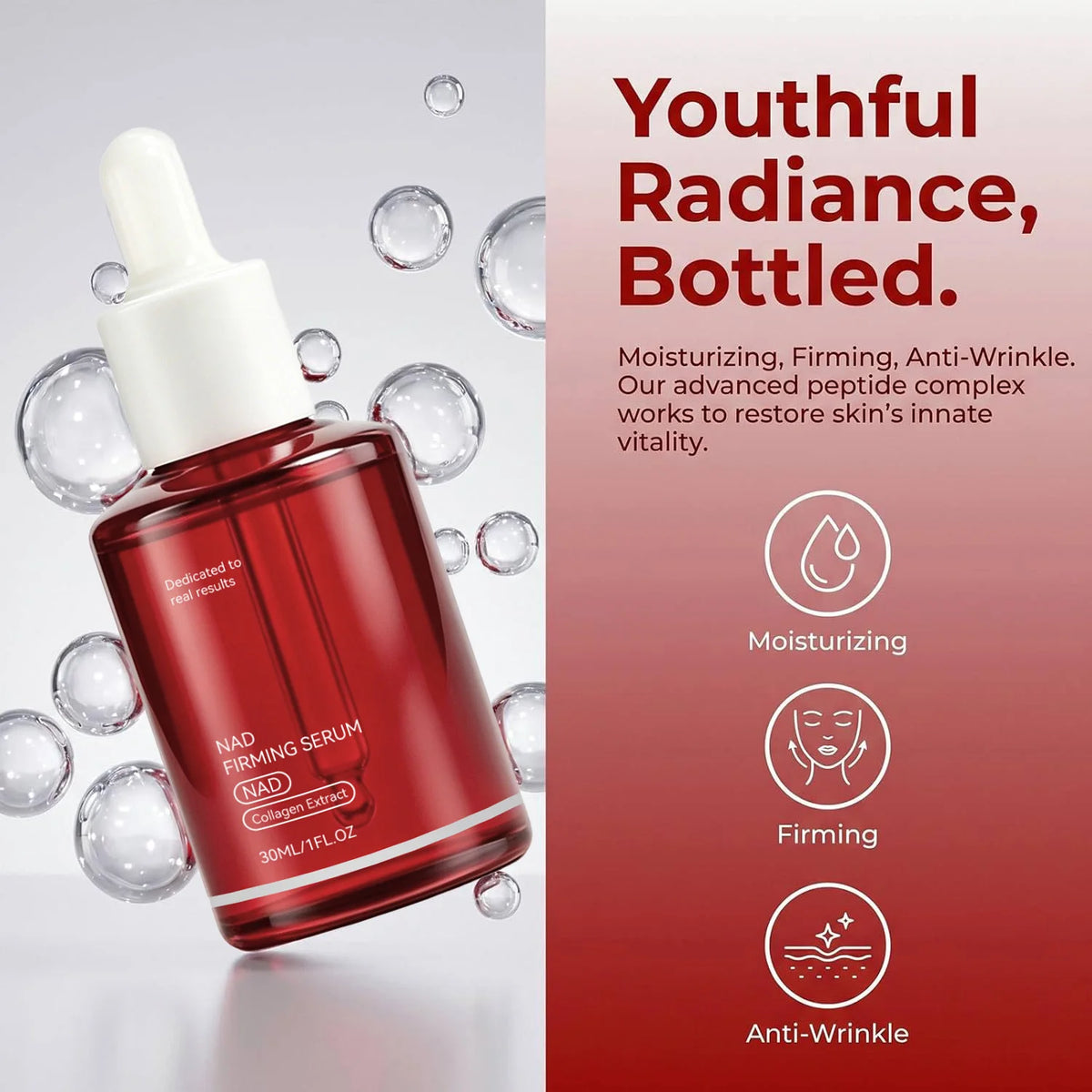 NAD+ Firming Facial Serum with Collagen Extract & Peptides, 30ml