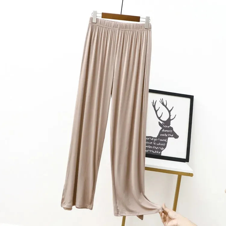 Women's Modal Wide-Leg Pants - Floor-Length Casual Loose Trousers
