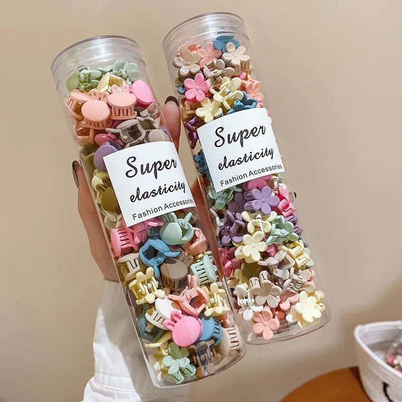 50PCS/Box Cute Cartoon Princess Girl Hairpins Colorful Flower Mini Hair Claws Kids Headwear Hair Accessory for Girl