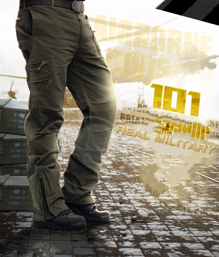 2026 Men's Cargo Pant Cotton Outdoors Tactical Pant Men Vintage Camo Green Work Many Pocket Cotton Camouflage Black Trouser