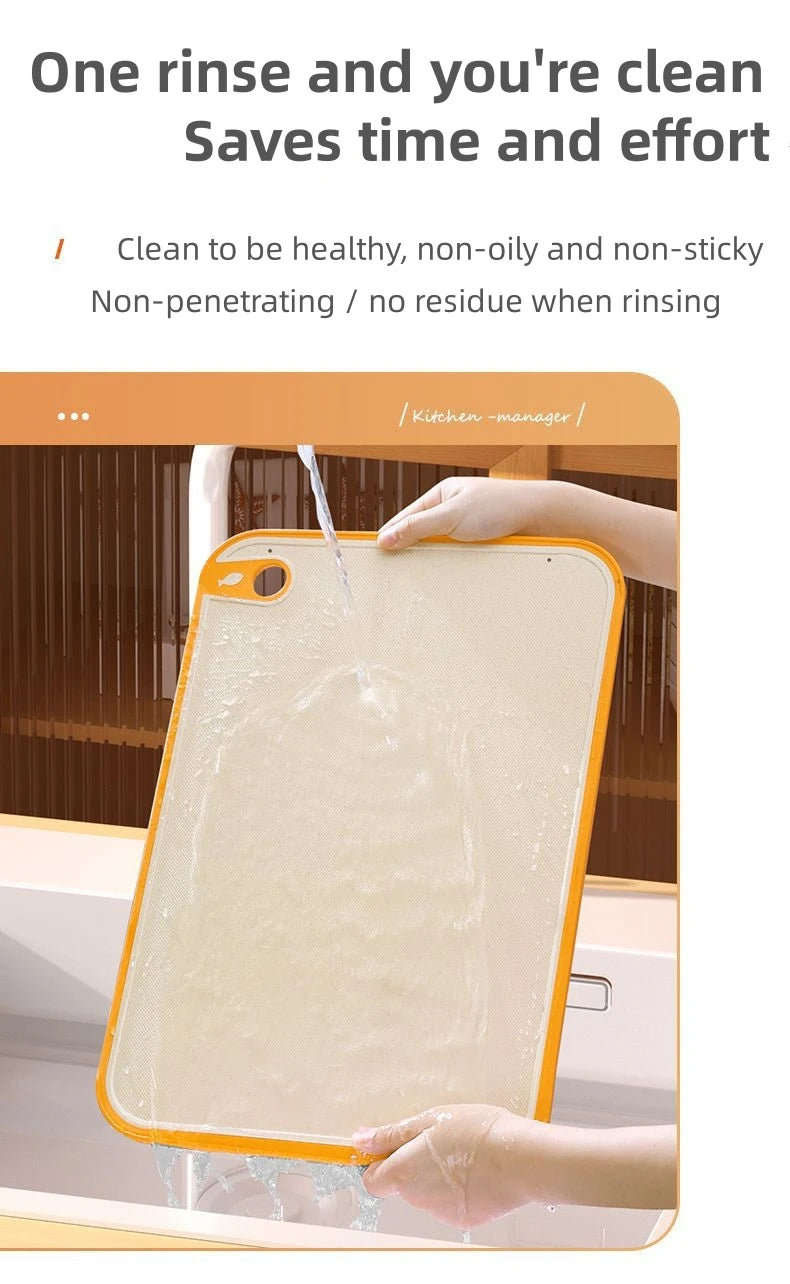 Tabla de cortar antibacteriana de doble cara para el hogar, la cocina, antimoho, antideslizante, de plástico, de paja de trigo, tabla adhesiva multifuncional