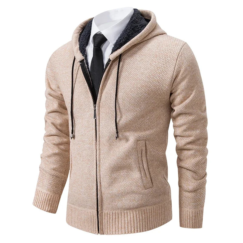 Mens Fleece Cardigan With Stand Collar Zipper Warm Autumn Winter Outerwear For Men Casual