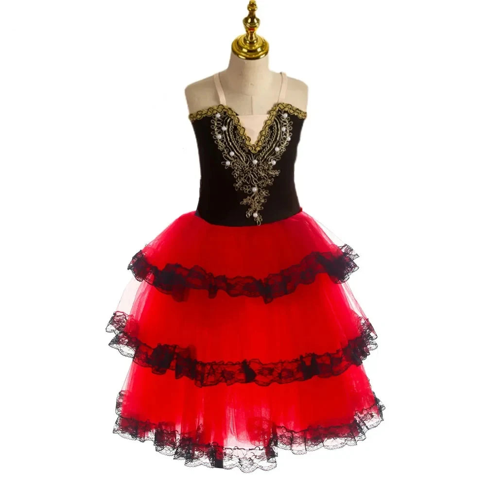 Professional Tutu Long Romantic Tutu Flower Suspender Ballet Swan Lake Ballet Ladies Children Girl Fairy Ballet Costume Women