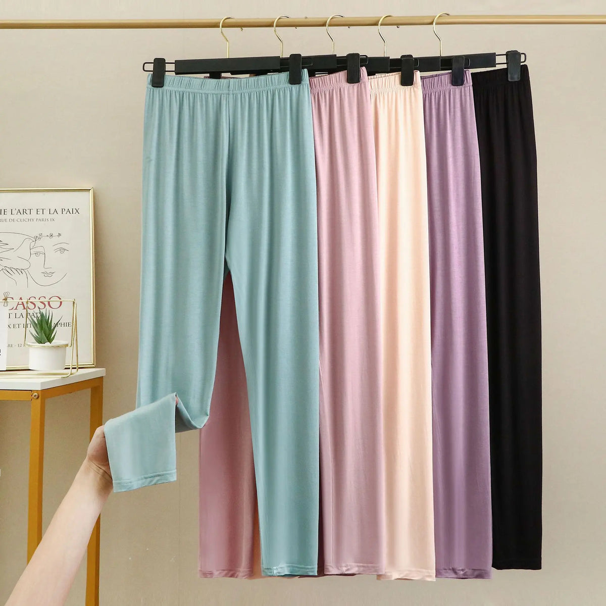 Women's Modal Pajama Pants - Plus Size Elastic Waist Sleep Bottoms