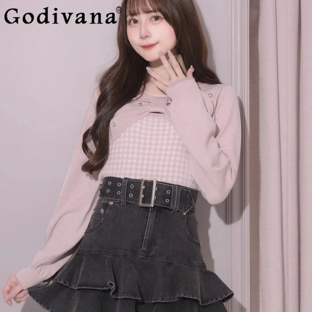 IMU Japanese Sweet Fashion Black Leather Skirt Spring Autumn New 2025 Women's High Waist Slim Elegant Denim Skirt Puffy Cake Ski