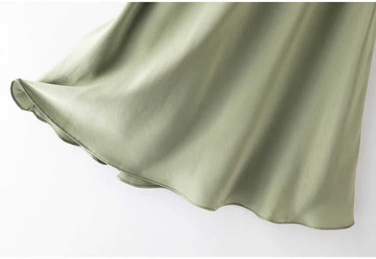 100% Mulberry Silk 22 momme Charmeuse Silk Solid Colors Women Chemise Full Slip Midi Dress Adjustable Straps Night Dress FF079