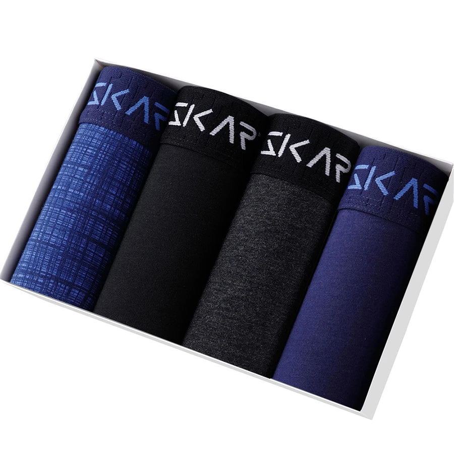 Men's Cotton Boxer Shorts 4-Pack – Soft Breathable Everyday Comfort Underwear