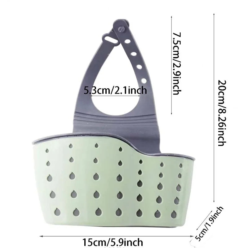Cesta Colgante Escurridor para Fregadero Ajustable Accesorios de Cocina Bolsa de Goma para Fregadero Estante para Jabón Esponja Soporte para Grifo para Baño 1PC
