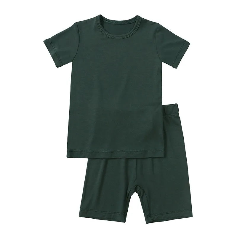 2-Piece Children's Bamboo Fiber Short-Sleeve Shorts Set - Pink