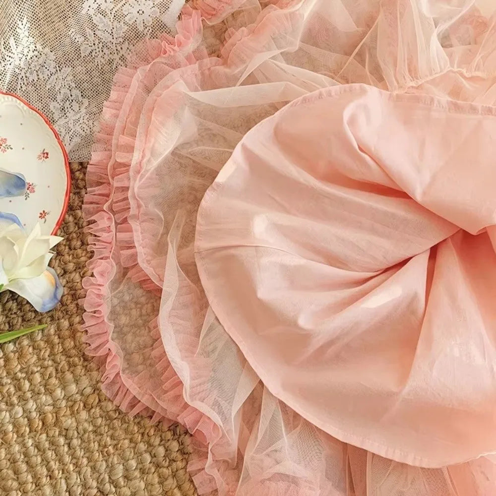 Summer Girls' Ballet TuTu Dress Sleeveless Breathable Kids Dancing Party Dress Soft Princess Wedding Dress Performance Costume