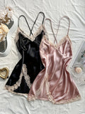 Two-piece lace patchwork women's Nightdress sexy and comfortable pajama set for women