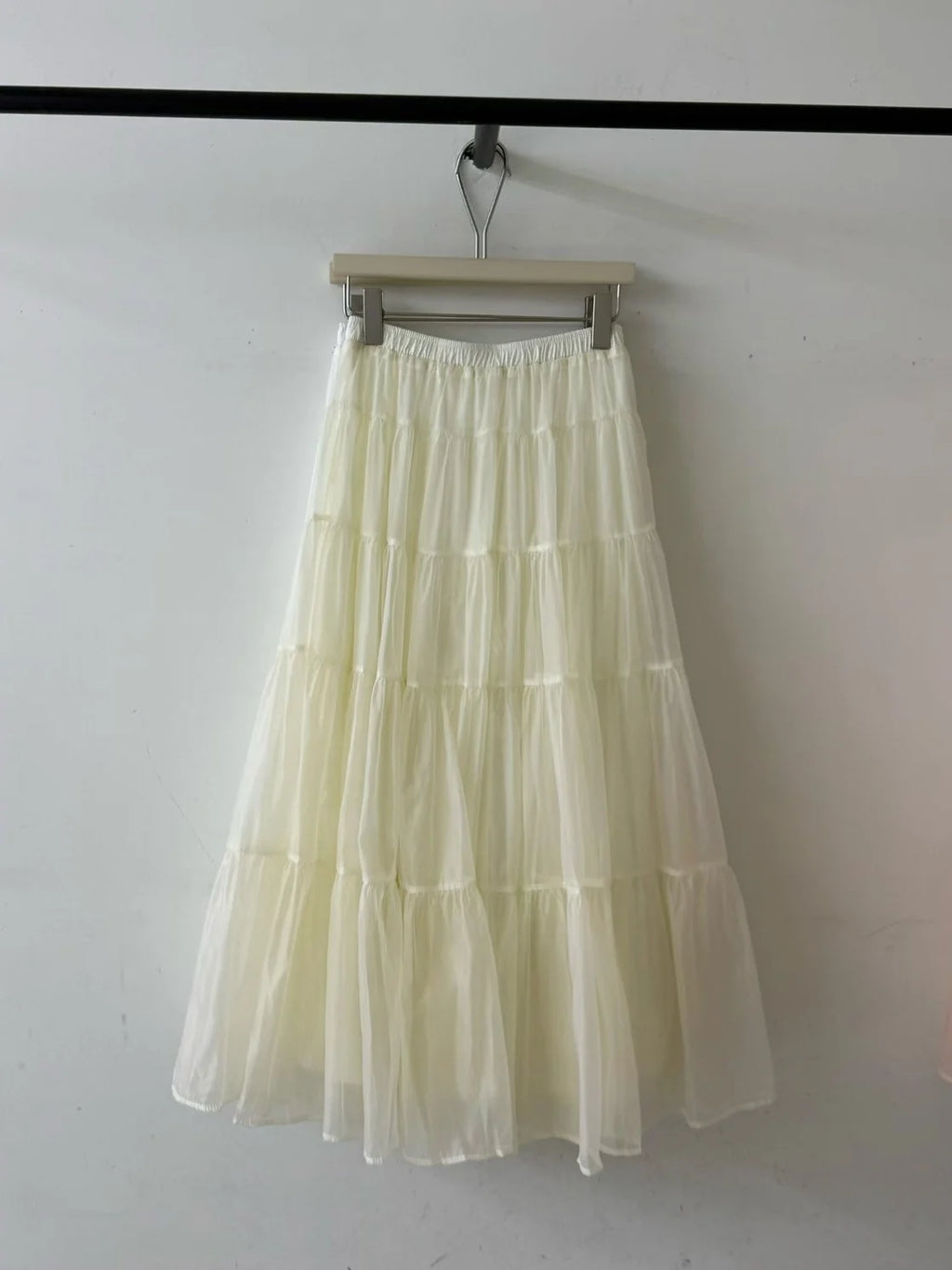 Summer New Style Women's Midi Skirt Cake Skirt Loose Fit High Waist Polyester Fiber Splice Sweet  Color Maxi Half-length