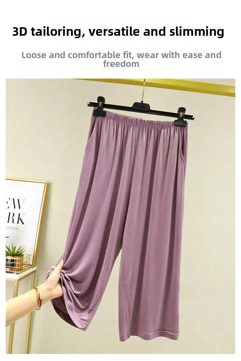 Modal Wide Leg Pants Women's Summer Loose Shorts Thin Casual Pants plus Size Sports Pants Wide Leg Pants Sleepwear