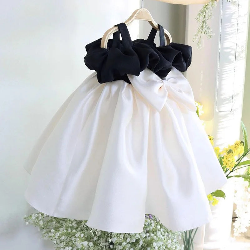 HETISO Girls Party Dresses First Birthday Children's Princess Ball Gown for Wedding Banquet Black White New Year Costume 1-12Y