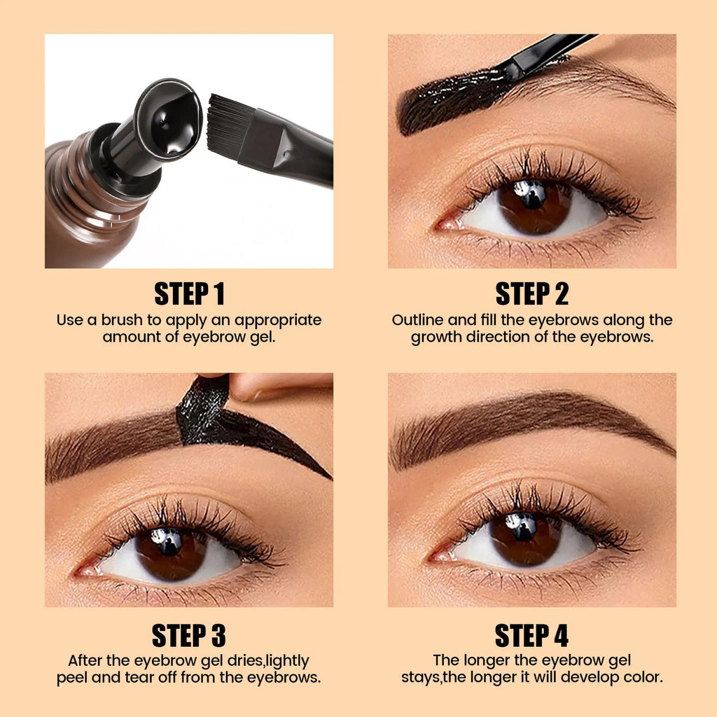 Eyebrow Tattoo Tint Semi Permanent Brow Tint Long-lasting Waterproof Natural Brown Liquid Eye Enhancers Brow Tattoo with Brush