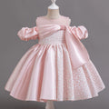 HETISO Vintage Dots Baby Dresses Design Sleeve Girl Kid's Dress Pearl Irregular Bowknot Gowns Frocks for Girls 1-6 Years