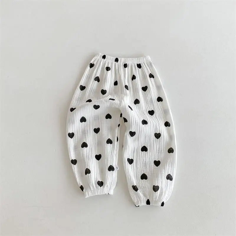 Kids Floral Pants Spring Summer Lightweight Loose Casual Trousers For Girls And Boys