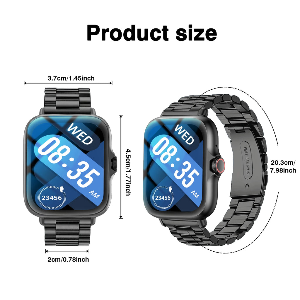 Smart Watch Compatible for iPhone & Android, Wireless Call, HD Touch Screen Fitness Tracker with Pedometer, Step Tracker, Music,Weather Display,Wireless Smartwatch for Men & Women