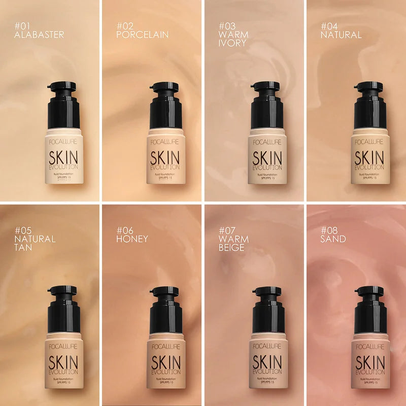 Focallure Base Face Liquid Foundation Cream Full Coverage Concealer Oil-Control Moisturizing Foundation Cream Makeup For Women'S