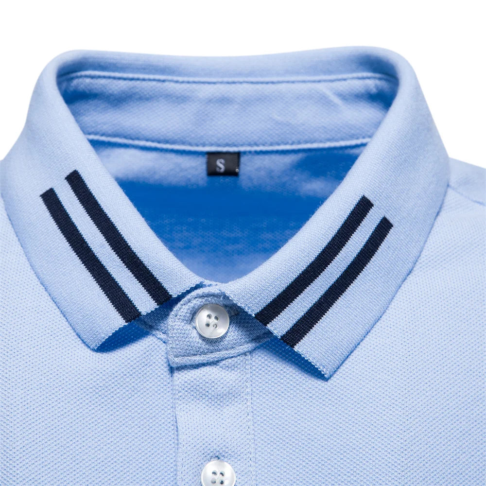 Aiopeon Premium Breathable Cotton Mens Polo Shirt Short Sleeve Solid Color For Men Casual Summer Wear