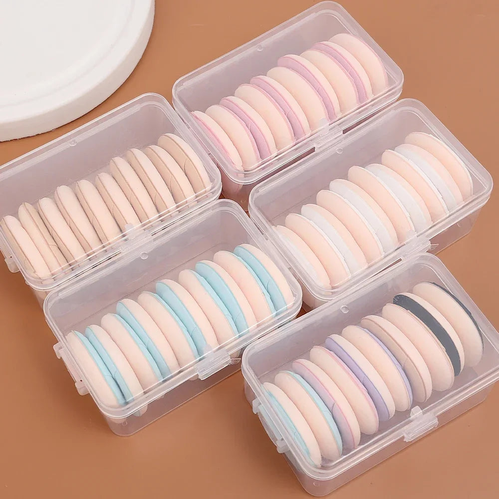 50Pcs Mini Finger Cosmetic Puff Set With Box Water Droplet Shape Air Cushion Detail Makeup Puffs Concealer Foundation Applicator