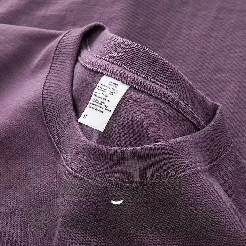 Heavyweight Pure Cotton T-Shirt - Men's Short Sleeve Loose Fit Sky Blue