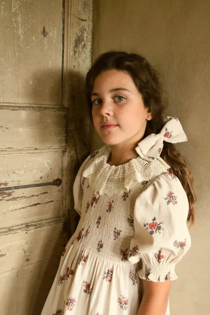 Children's Dress 2026 Summer New Product BD Girls Pastoral Embroidery Wrap Bubble Sleeve Shirt Skirt Princess Dress