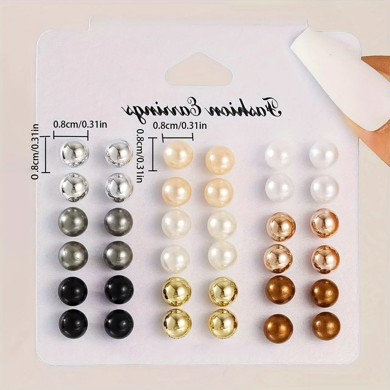 18 Pairs Elegant Multi-Color Imitation Pearl Stud Earrings Korean Charm Ball Bead Earrings Women'S Trend Wedding Jewelry Set