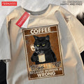 Because Murder Is Wrong Black Cat Drink Coffee Clothing Men Women'S Street Oversized T Shirts Breathable Cotton Streetwear T-Shirt