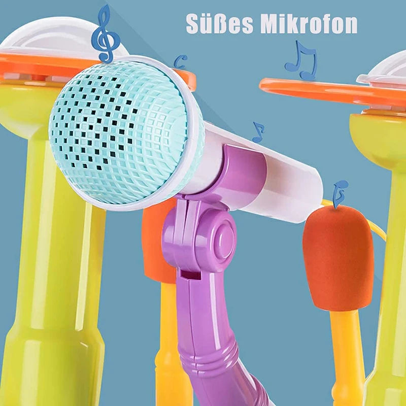 Kids Drum Set Toddlers 1-3 Musical Baby Educational Instruments Toys for Toddlers Girl Microphone Learning Activities Gifts
