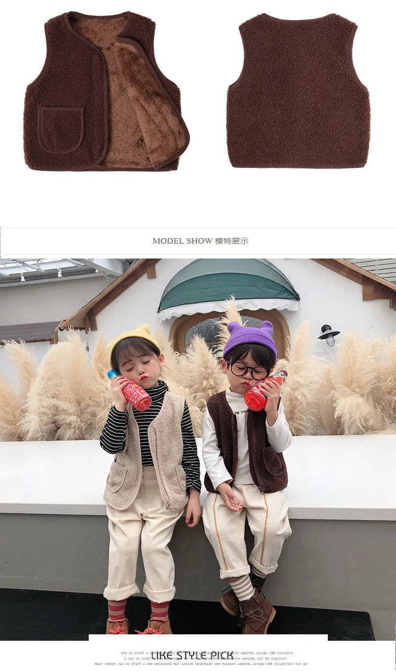 Baby Girl Boys Waistcoat Fleece Soft Warm Vest Autumn Winter Sleeveless Jacket for Children Boy Outerwear Toddler Coat Clothes