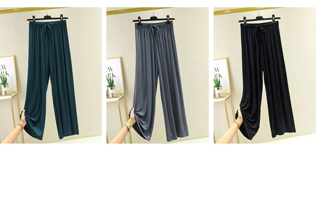 AINICEXIN Women's Wide Leg Pants - High Waist Casual Modal Trousers