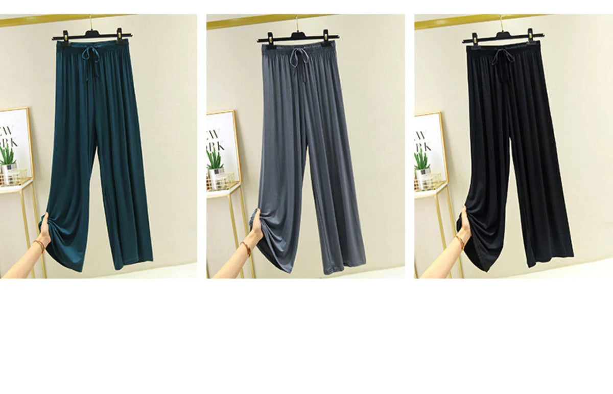 AINICEXIN Women's Wide Leg Pants - High Waist Casual Modal Trousers