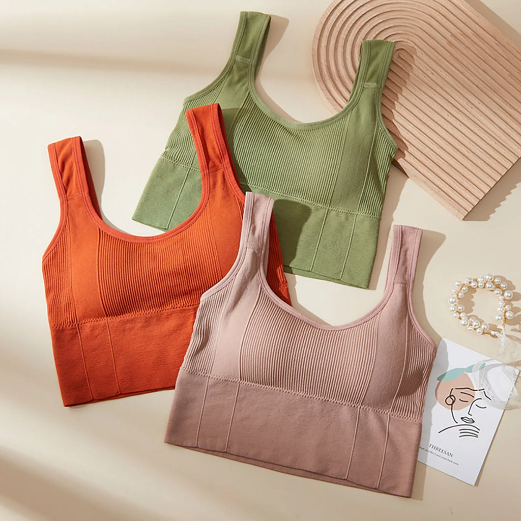 Women Summer Seamless Wireless Fixed Wide Strap Bandeau Tube Top Back Vest Casual Daily Soft Comfortable Underwear Lingerie