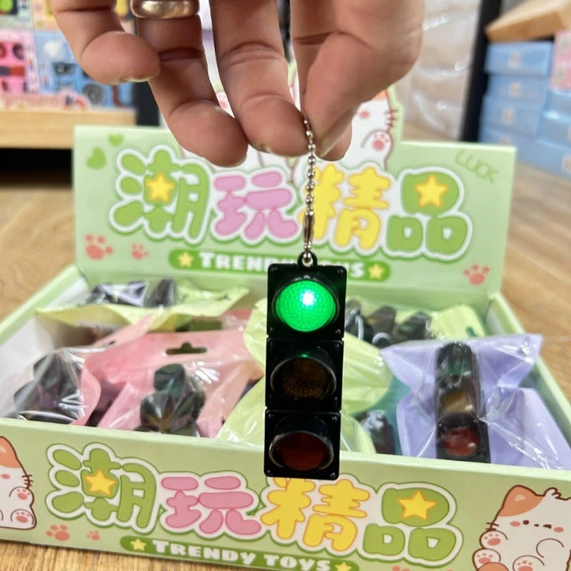 New Signal Traffic Light Keyring LED Pedestrian Safety Light Keychains Pendant Key Ring for Backpack Key Drivers Car Accessories