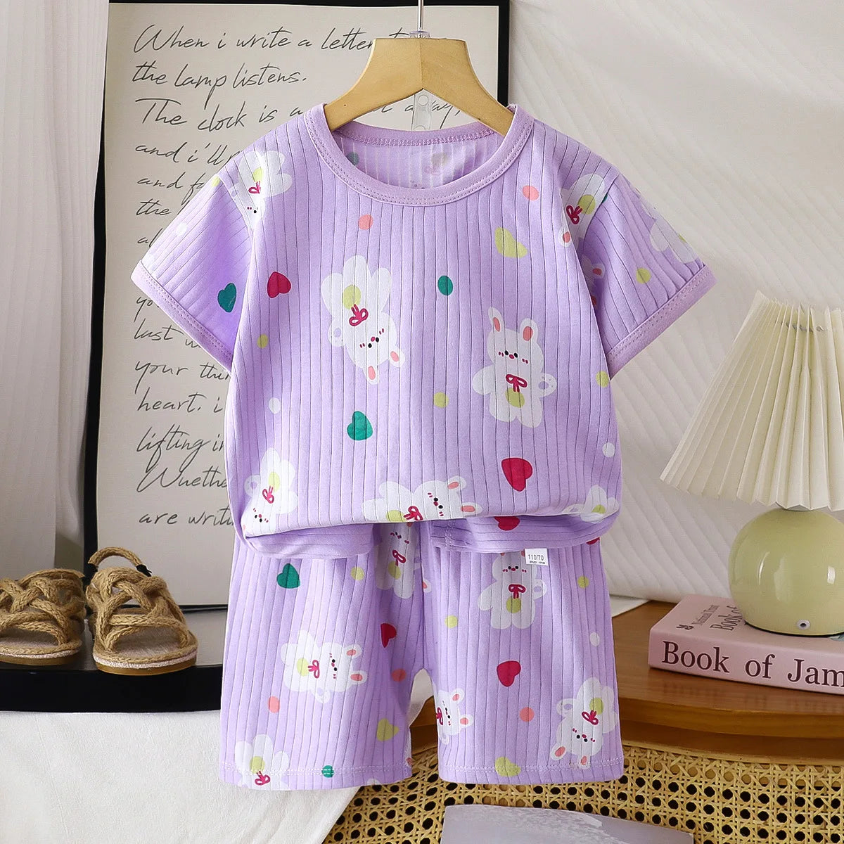 Children's 2-Piece Summer T-Shirt and Shorts Set - Animal Print