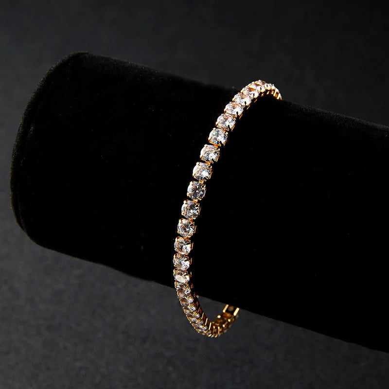 New Fashion Crystal Women'S'S Bracelet Bangle Chains Crystal Gold Color Elastic Bracelets Hand Jewelry Wedding Accessories