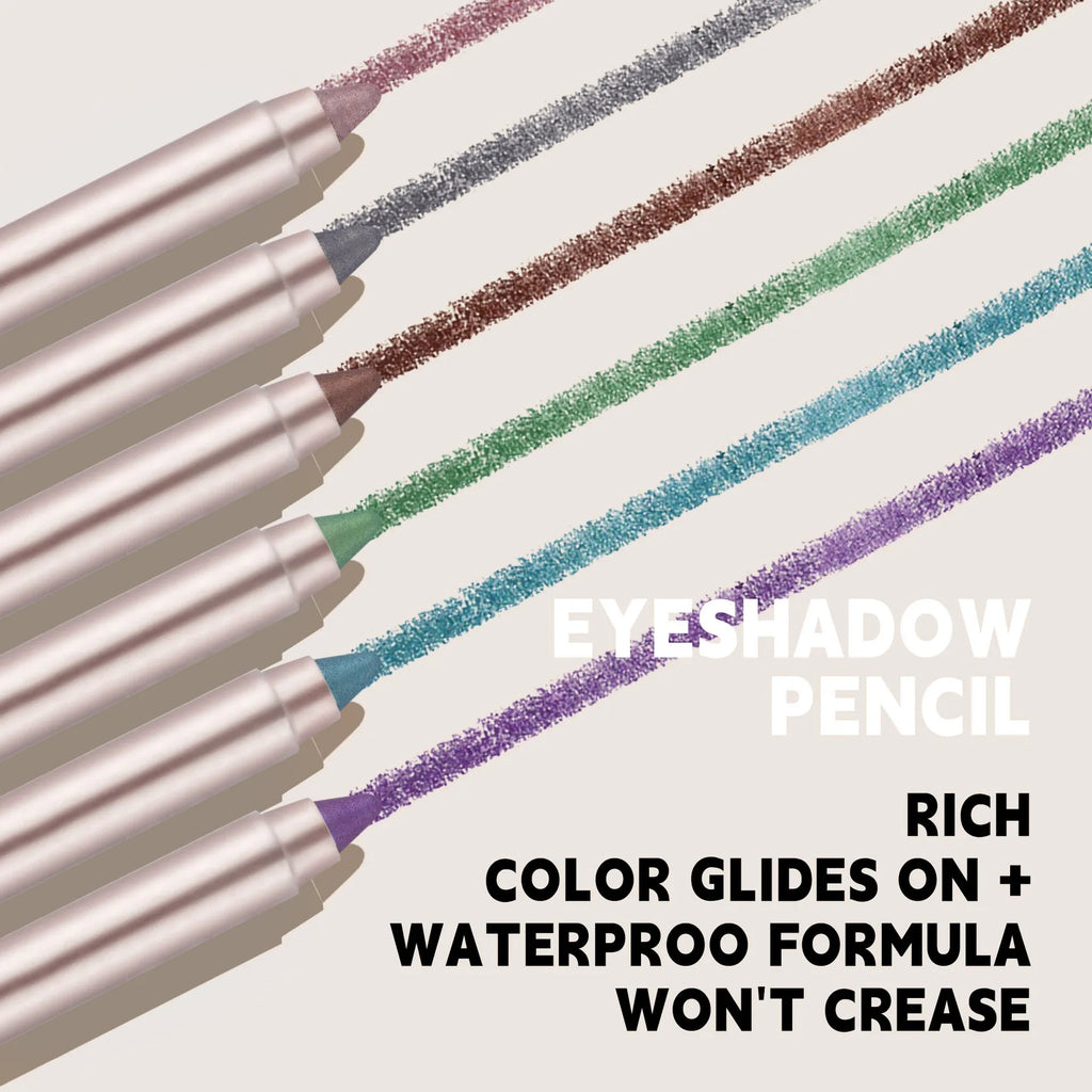 6-color Pearl Eyeshadow Pen Metallic Purple Green Eyeliner and Silkworm Pen Gliter for Eyes Lasting Waterproof Make Up Crayon