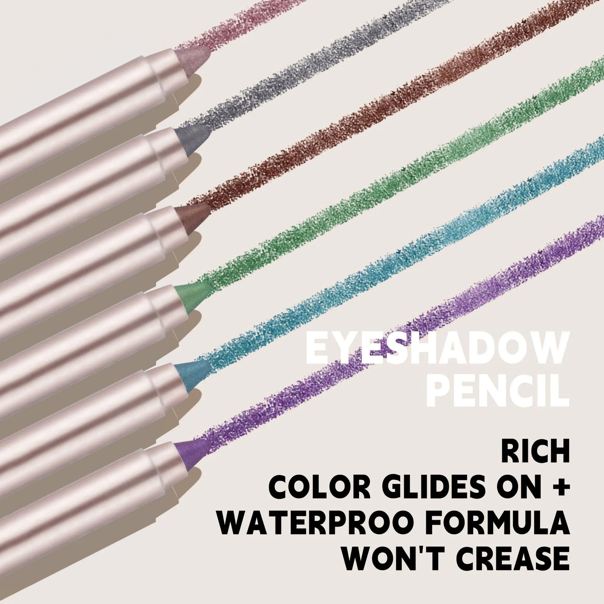 6-color Pearl Eyeshadow Pen Metallic Purple Green Eyeliner and Silkworm Pen Gliter for Eyes Lasting Waterproof Make Up Crayon