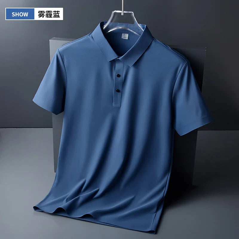 Men's Ice Silk Polo Shirt - Traceless Breathable Casual Short Sleeve