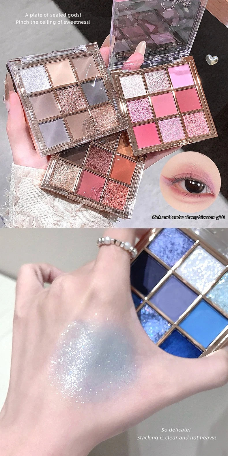 Luminous Illusion 9 Color Eyeshadow Palette,Multi-purpose Matte & Glitter Eyeshadow,High Pigment Long Lasting Eye Shadow Makeup