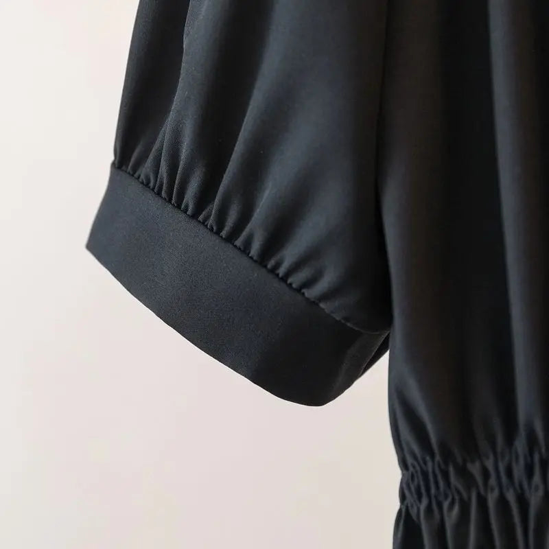 200 Pounds Plus Size Elastic Waist Office Lady Trend Shirt And Blouse Solid Color Top Women Clothing V-neck French Chic Basics