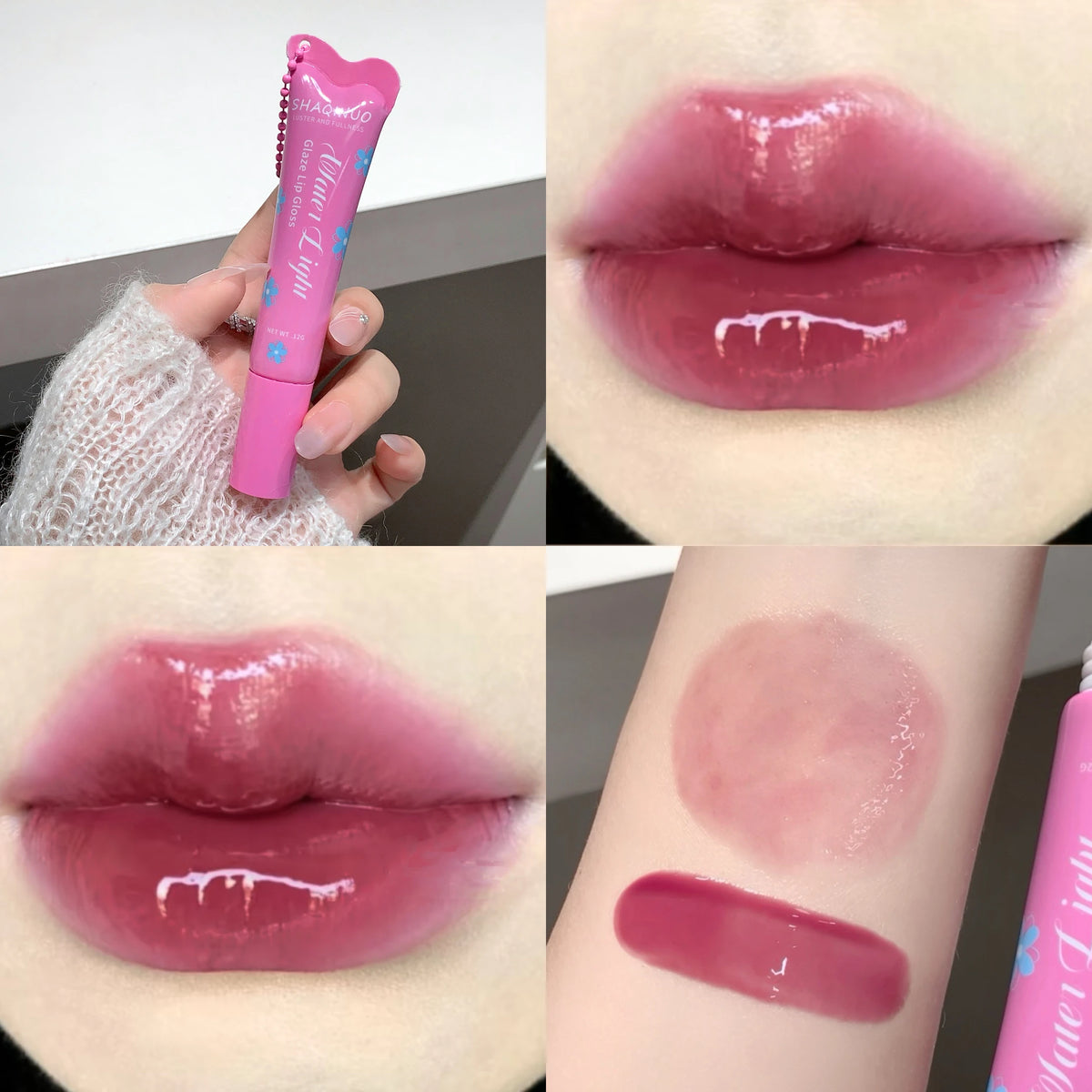 SHAQINUO Glittering Mirror Lip Gloss, Hydrating Shimmer Lip Glaze