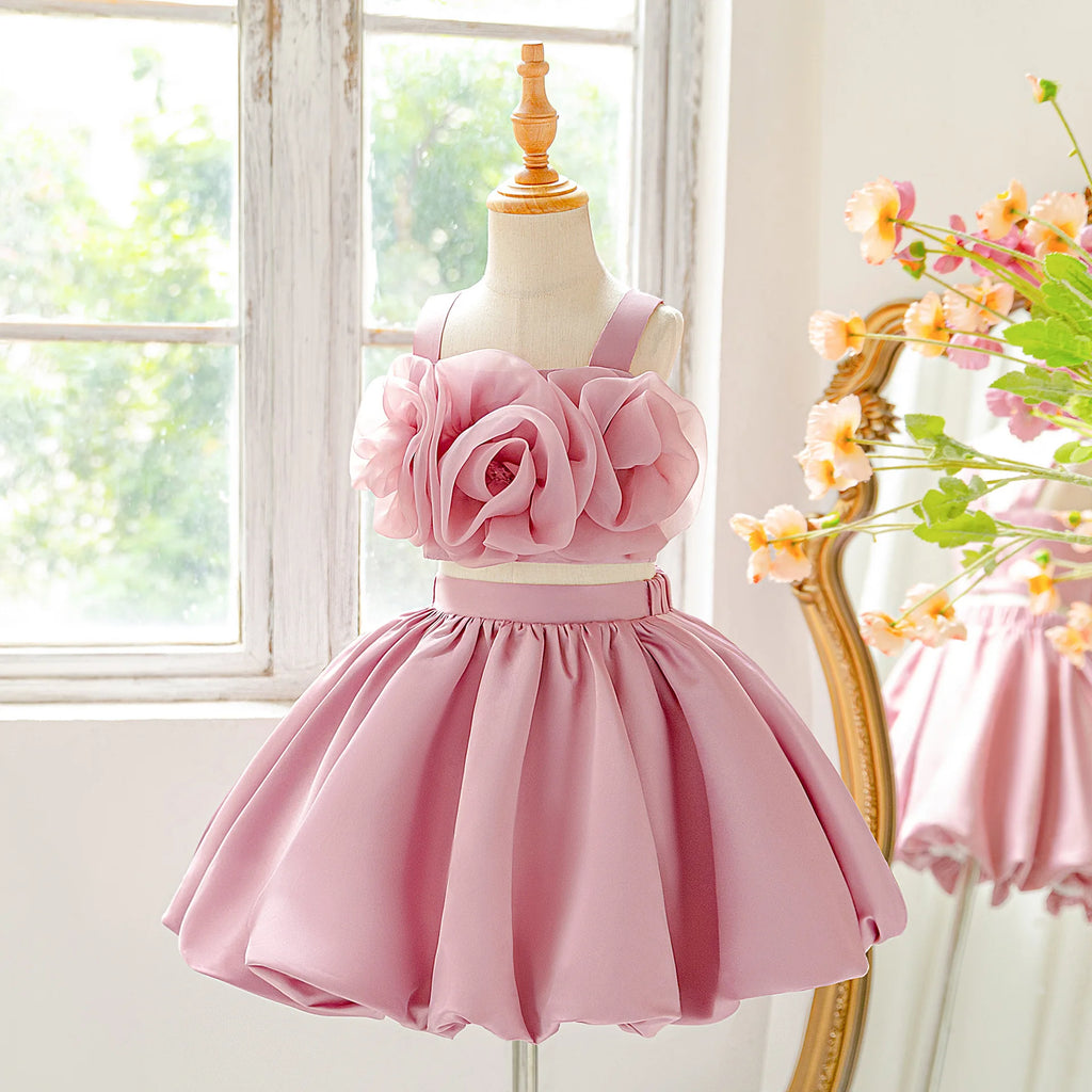 HETISO Girls Princess Party Dress Elegant Flower Tutu Bridesmaid Prom Gown for Wedding Evening Birthday Graduation 4-8Y