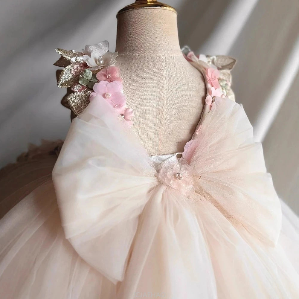 Wed Dress Summer Children Girls First Birthday Floral Princess Gown Costumes Flower Dresses Clothes Clothing Baby Kids Clothing