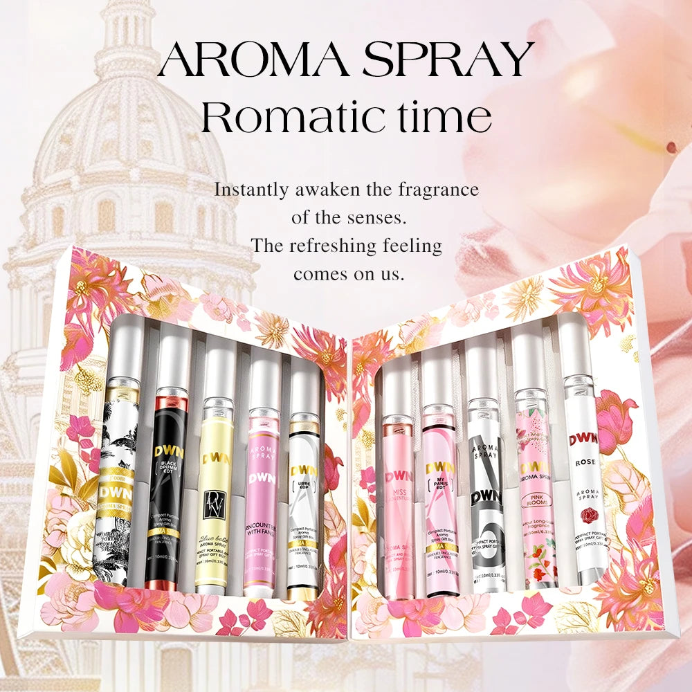 Women's 10PCS Alcohol-Free Fragrances Set, Romantic Floral Scents, Elegant Gift Box, Long-Lasting, Ideal for Daily Use & Gifting
