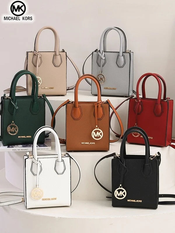 2026 New Michael Kors Women's Fashion One Shoulder Handbag MK Cross Shoulder Vertical Small Square Bag Classic Letter Bag